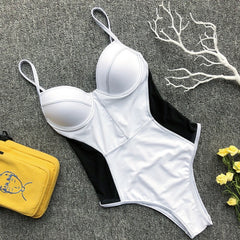 In-X Push up one piece swimsuit Bodysuit women Sexy snake print bikini 2019 High cut swimwear women monokini Padded bathing suit