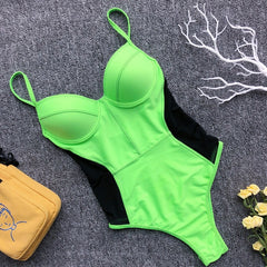 In-X Push up one piece swimsuit Bodysuit women Sexy snake print bikini 2019 High cut swimwear women monokini Padded bathing suit