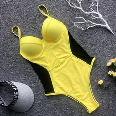 In-X Push up one piece swimsuit Bodysuit women Sexy snake print bikini 2019 High cut swimwear women monokini Padded bathing suit