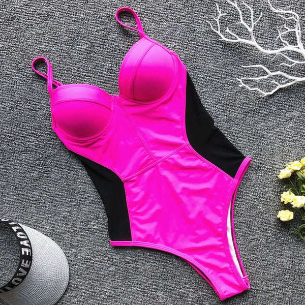 In-X Push up one piece swimsuit Bodysuit women Sexy snake print bikini 2019 High cut swimwear women monokini Padded bathing suit