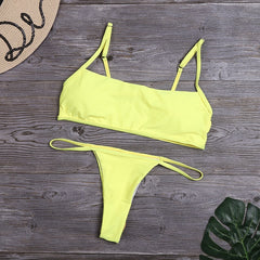 Sexy Stripe Print Swimsuit Women Solid Tube Top Bathing Suit High Cut Bikini Set Backless Beachwear Summer Brazilian Swimwear
