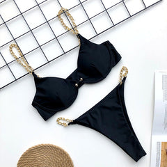 2019 New high cut thong bathing suit high waist swimsuit Solid swimwear women Brazilian Biquini swim beach micro bikini set