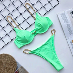 2019 New high cut thong bathing suit high waist swimsuit Solid swimwear women Brazilian Biquini swim beach micro bikini set