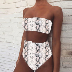 High Waist Bikini 2019 Sexy Black High Leg Bandeau Bikinis Set Swimwear Female Two Pieces Swimsuit Women Bathing Suit Biquini