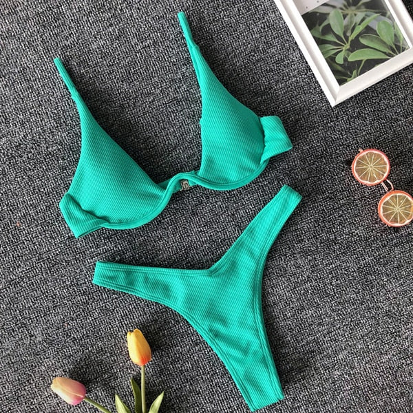 OMKAGI Brand Brazilian Bikini 2019 Swimsuit Swimwear Women Sexy Push Up Swimming Bathing Suit Beachwear Underwire Bikinis Set