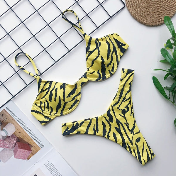OMKAGI Brand Brazilian Bikini 2019 Swimsuit Swimwear Women Sexy Push Up Swimming Bathing Suit Beachwear Underwire Bikinis Set