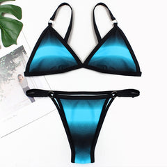 Sexy Stripe Print Swimsuit Women Solid Tube Top Bathing Suit High Cut Bikini Set Backless Beachwear Summer Brazilian Swimwear