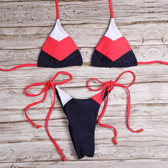 Sexy Floral Print Bikinis Striped Patchwork Swimsuit Women Bandage Bikini Set Swimwear Brazilian Beachwear New Bathing Suit