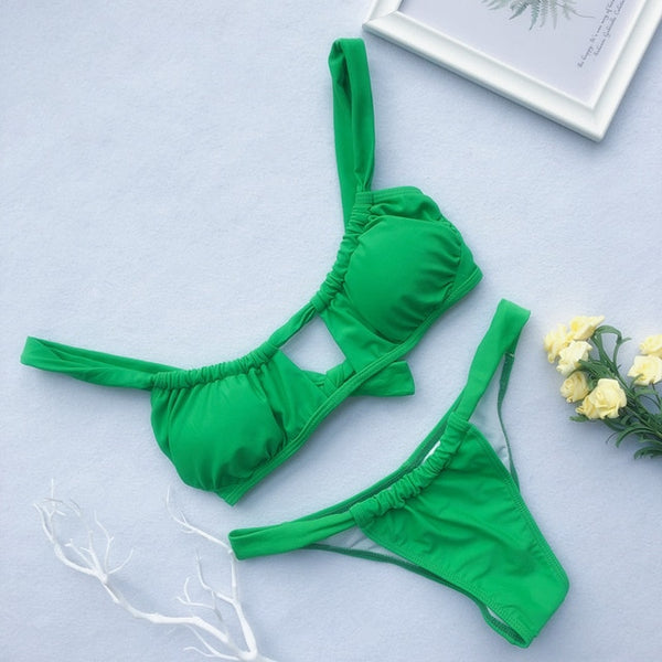 Peachtan Sexy pink swimwear women bathing suit Bandeau bikinis 2019 mujer Micro swimsuit female Push up two-piece suit summer