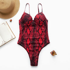 In-X Push up one piece swimsuit Bodysuit women Sexy snake print bikini 2019 High cut swimwear women monokini Padded bathing suit