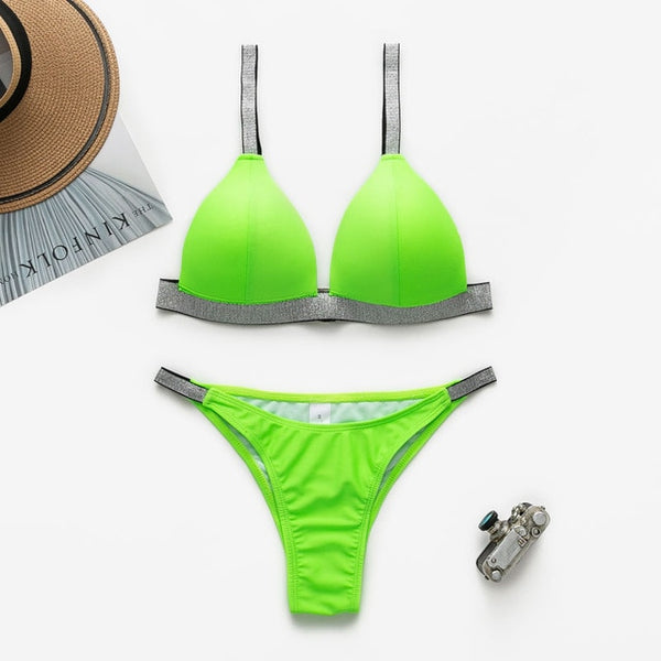 Bikinx Neon green micro bikini 2019 bathing suit Sexy push up swimsuit female bathers Triangle swimwear women swim suit biquinis