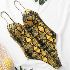 In-X Push up one piece swimsuit Bodysuit women Sexy snake print bikini 2019 High cut swimwear women monokini Padded bathing suit