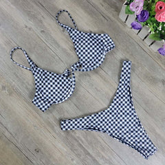 2019 New high cut thong bathing suit high waist swimsuit Solid swimwear women Brazilian Biquini swim beach micro bikini set